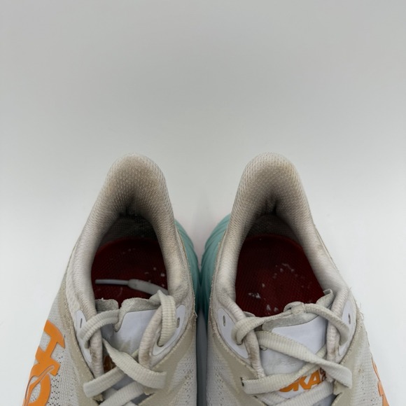 Hoka One One Carbon X 2 Running Shoes Womens 6.5 B White/Blazing Orange - Picture 6 of 8